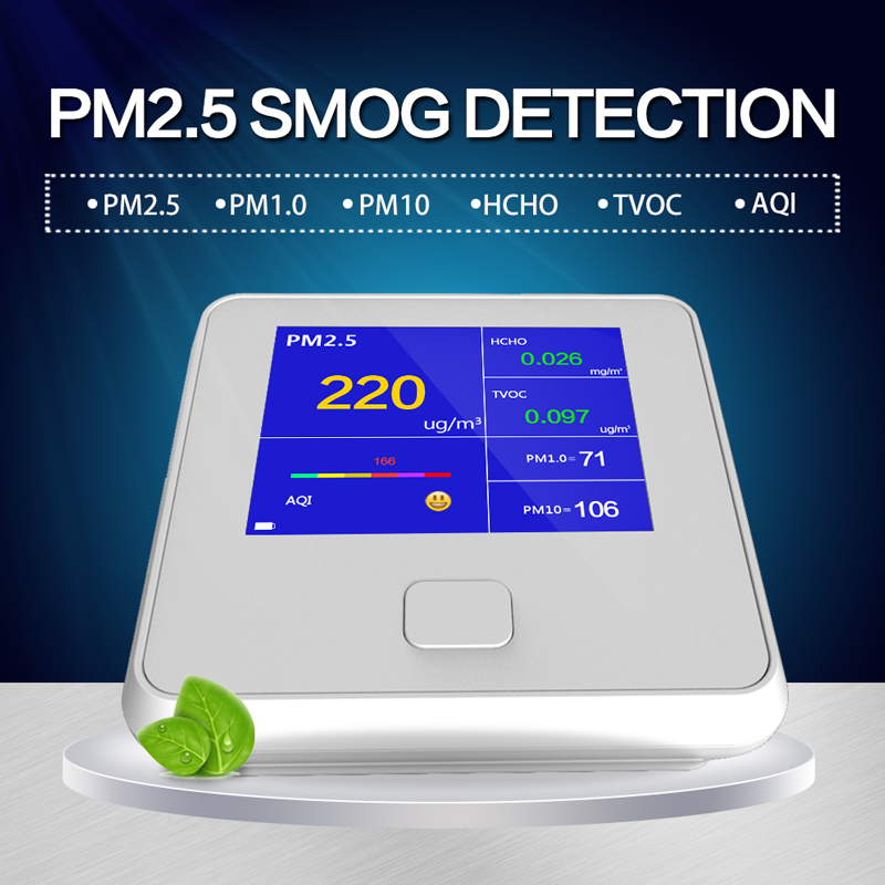 Монитор за качество на въздуха на закрито, цифров PM2.5 газоанализатор TVOC HCHO AQI PM10 тестер за въздух анализатори с акумулаторна батерия