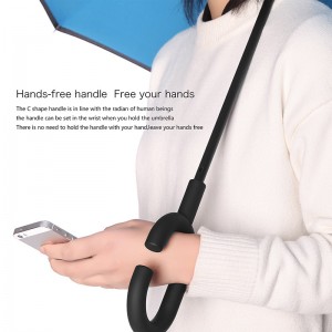 Персонализирани подаръци артикул ръчно отворен ветроустойчив обърнат обратен цветен дъжд чадър