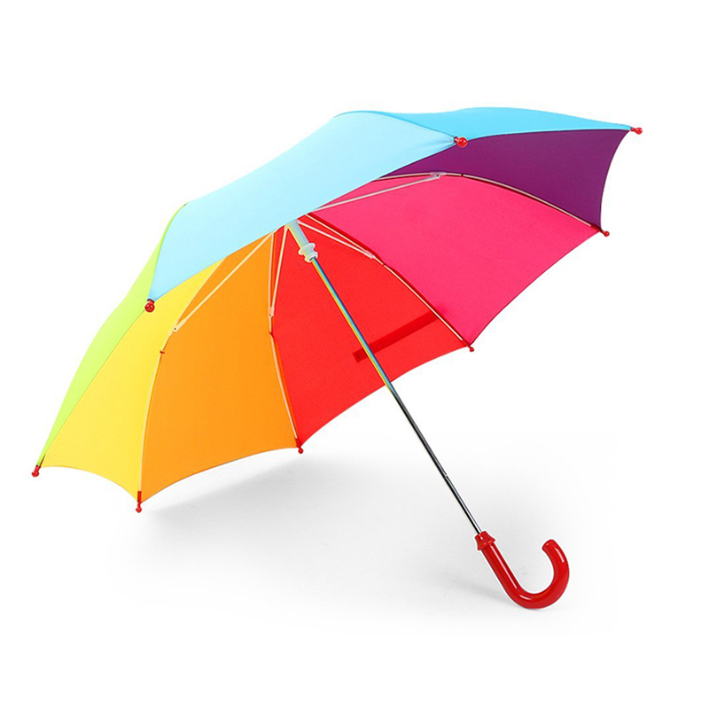деца директен чадър автоматично отворена функция дъга плат пъстър