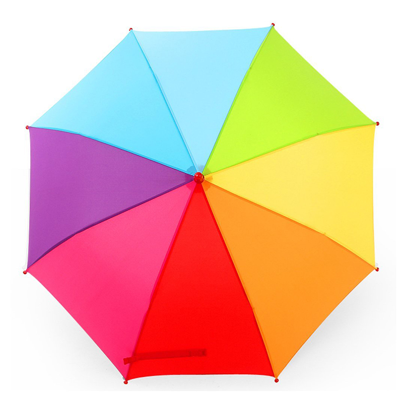 деца директен чадър автоматично отворена функция дъга плат пъстър
