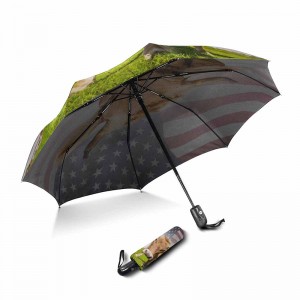 Преносим маркетингов ветроустойчив печат по поръчка 2 секции от фибростъклени ребра автоматично отваряне и затваряне 3 сгъваем ч...