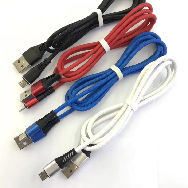 TPE бързо зареждане кръгъл алуминиев корпус Flex огъване USB кабел за данни за микро USB, тип C, iPhone светкавичен заряд и синхронизация