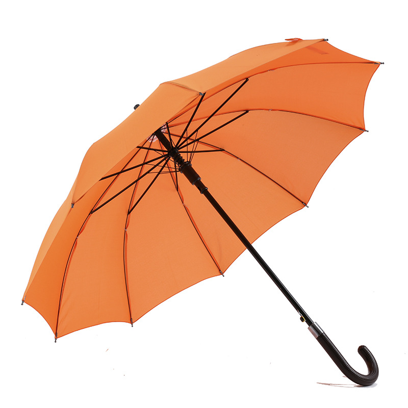 23 инчова маркетингова продажба обикновен цветен прав чадър с пластмасова извита дръжка