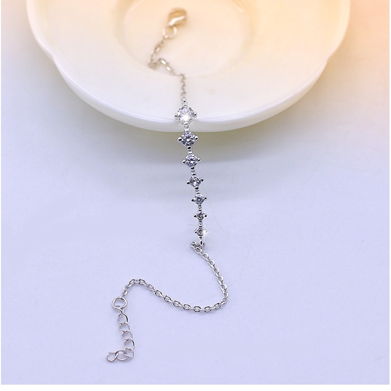 925 сребърна гривна женска проста гривна от сладък кристал