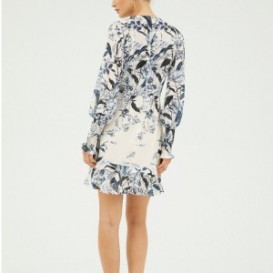 2022 Ванилия дълъг ръкав мини печат рокля за дама