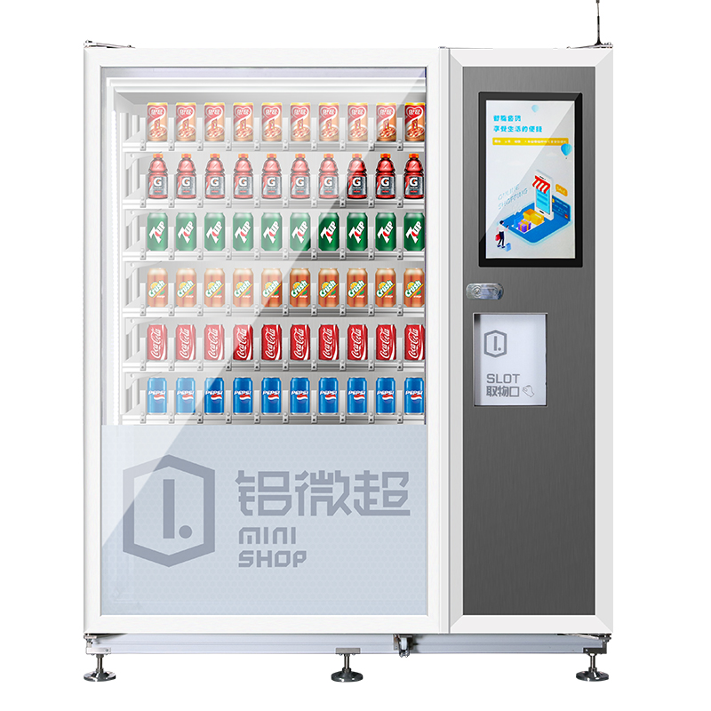 SWIFT Нов модел Алуминиев магазин за удобство Автоматична студена напитка Комбо Реклама Самостоятелна търговска машина с LCD екран
