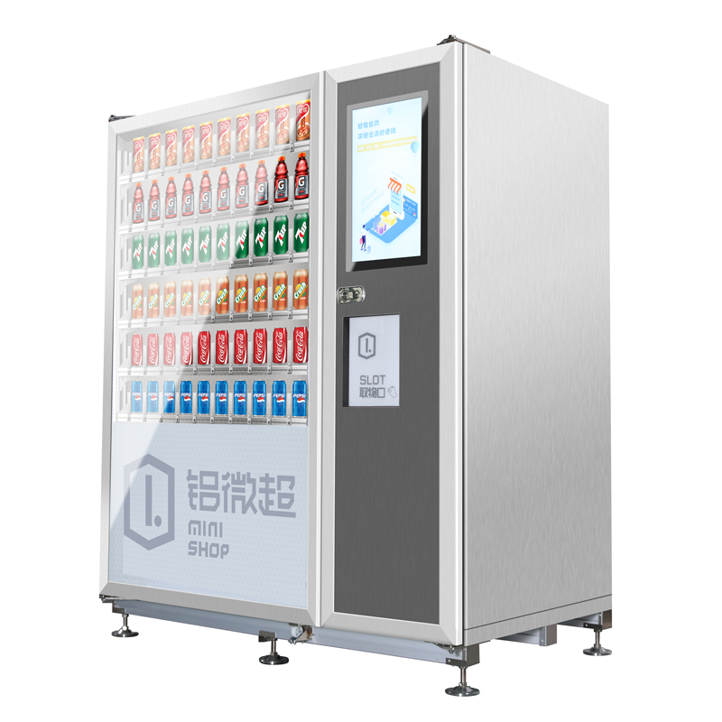 SWIFT Нов модел Алуминиев магазин за удобство Автоматична студена напитка Комбо Реклама Самостоятелна търговска машина с LCD екран