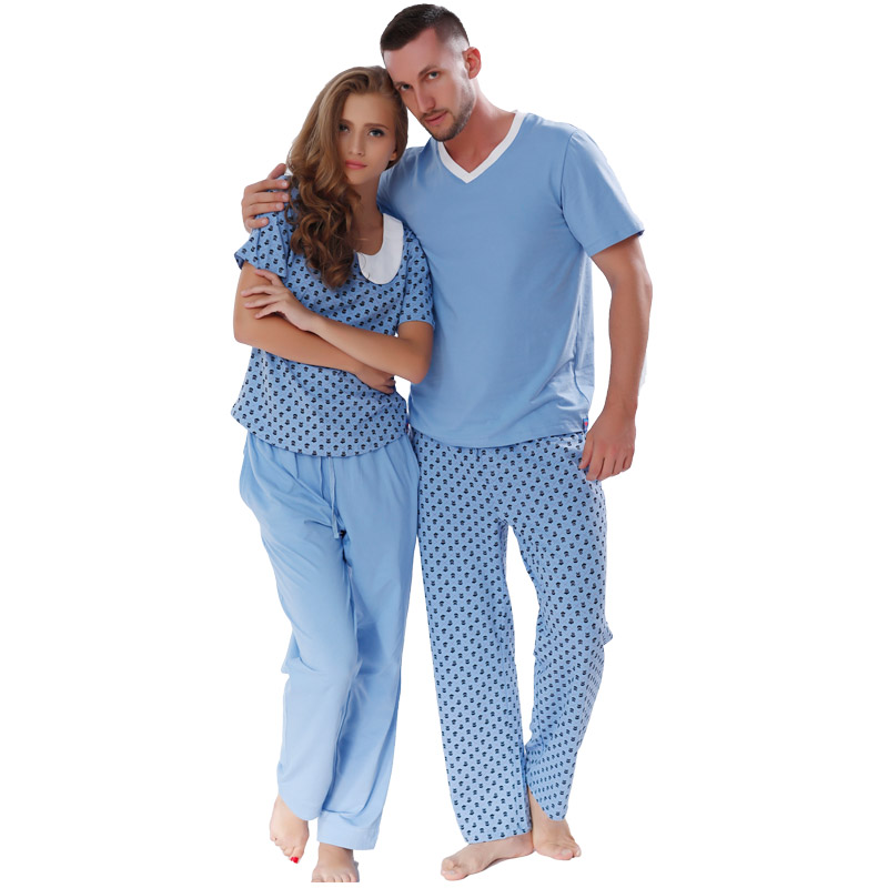Комплект памучна пижама с двойно печат