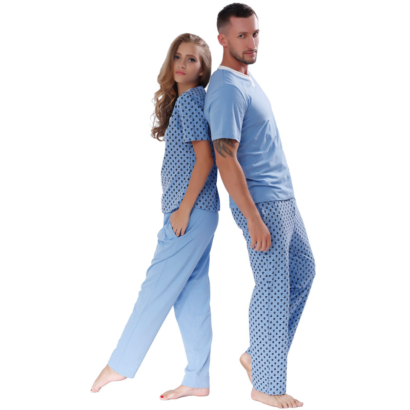 Комплект памучна пижама с двойно печат