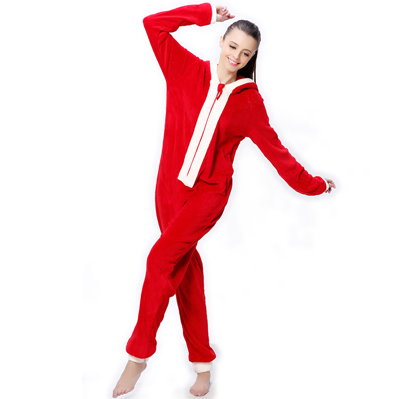 Коледни костюми Onesie с дамско коралово руно с качулка