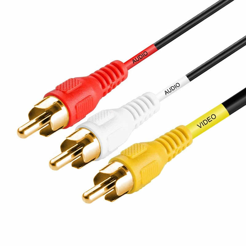 3-мъжки RCA до 3-мъжки RCA композитен видео аудио A / V AV кабел позлатен