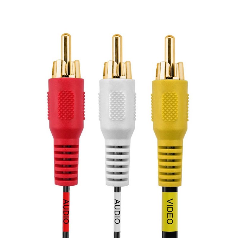 3-мъжки RCA до 3-мъжки RCA композитен видео аудио A / V AV кабел позлатен