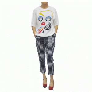 Персонализирани червени пуловери от жакард с червени устни