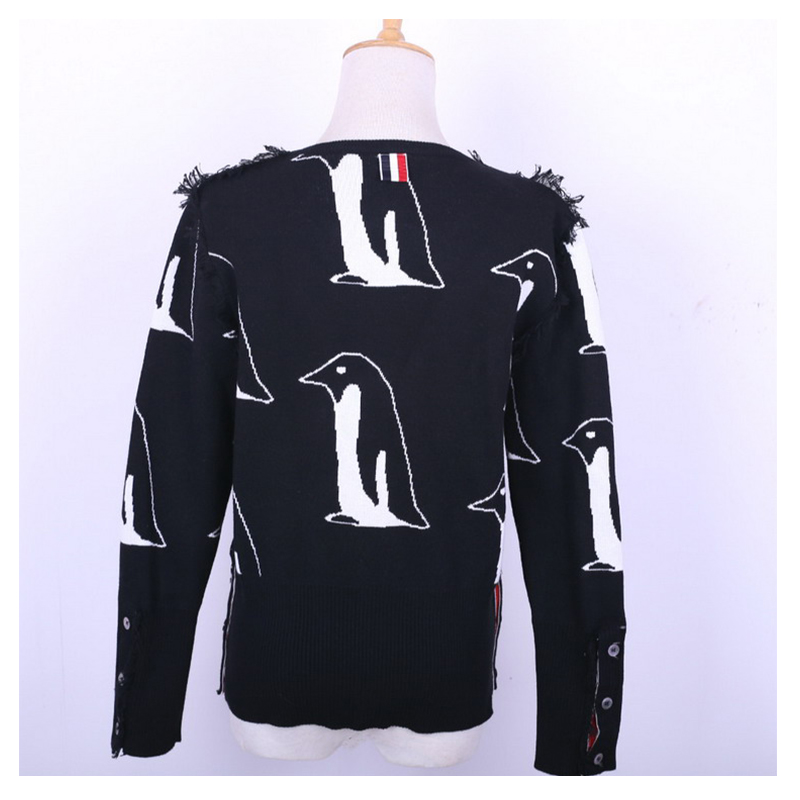 Дамски вълнен пингвин модел пискюл ресни пуловер