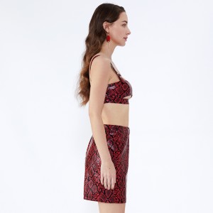 Leopard щампа с къси сексапилни дамски дрехи, комплект от две части