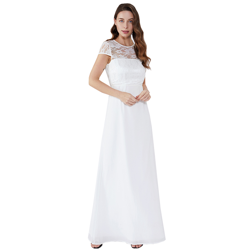 Пропуск назад дантела вечер 2019 дълги дамски дрехи Бяла рокля Maxi рокля JCGJ190315079