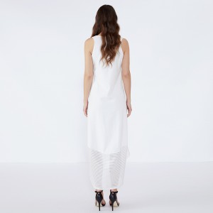 Рокля Femininas Бяла памучна дреха Дамска рокля с дантела