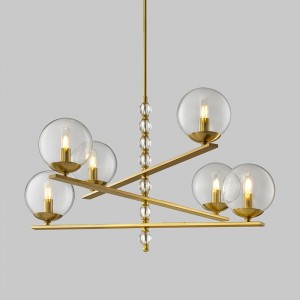 Модерен дизайнерски хол Модна стъклена полилея с топка Km2131