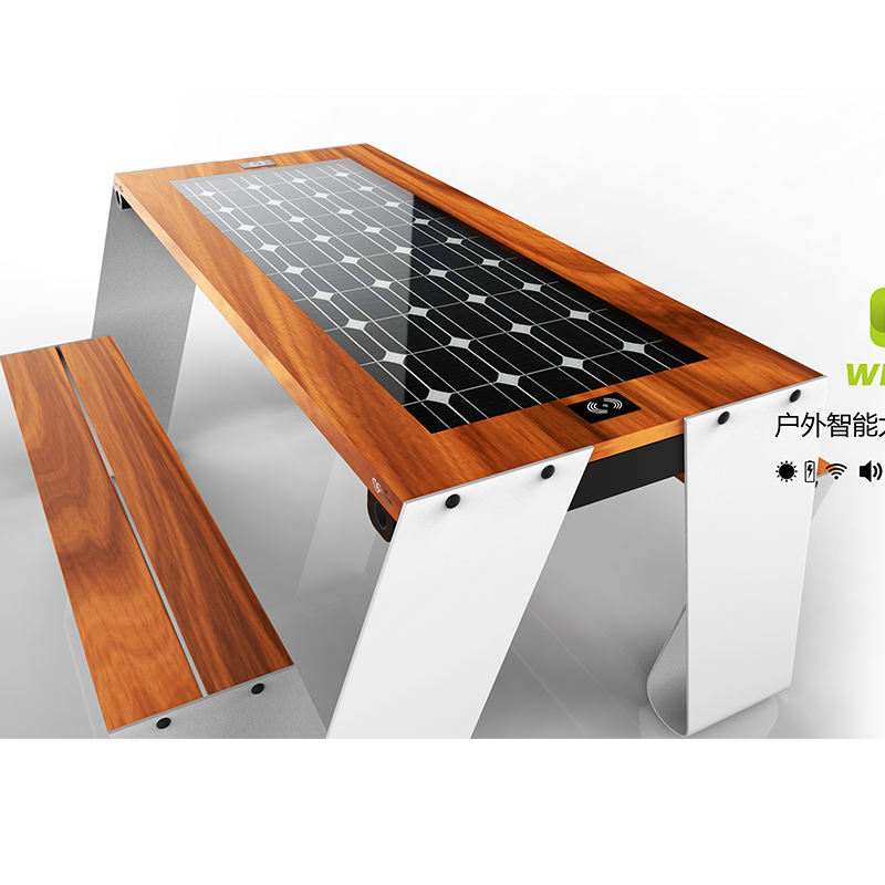Нов дизайн на открито пикник Соларна мебел Smart Park маса за пейка