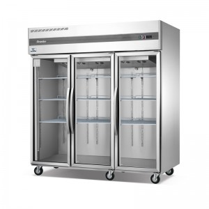Изправен пълен хладилник за витрина от неръждаема стомана с неръждаема стомана