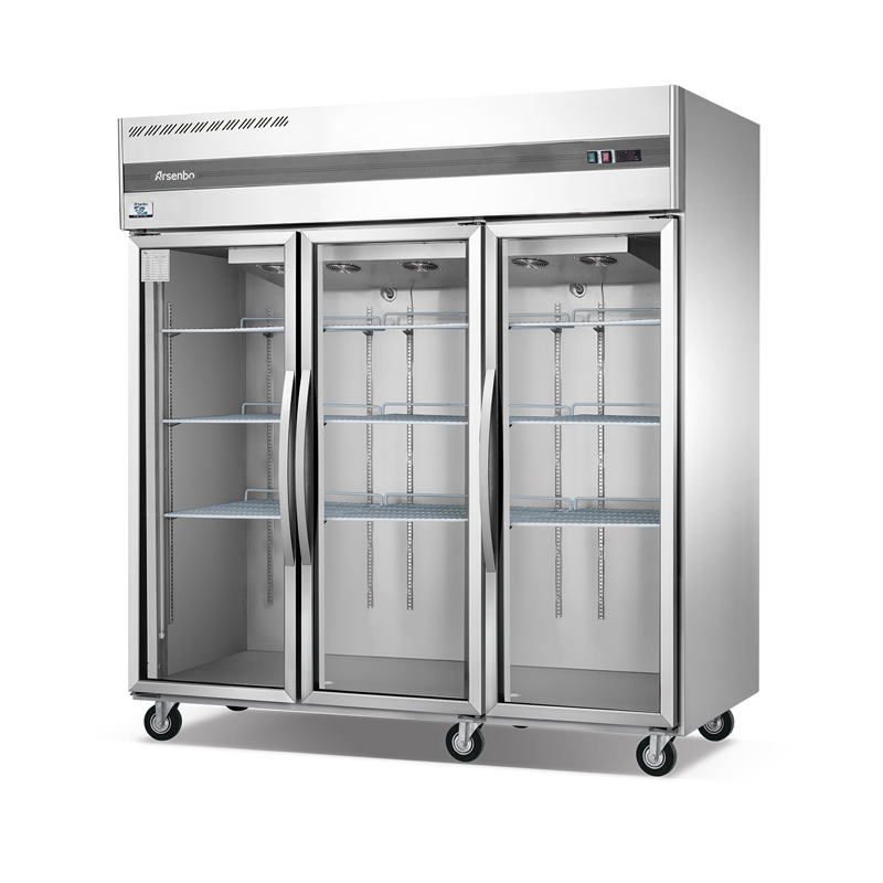 Изправен пълен хладилник за витрина от неръждаема стомана с неръждаема стомана