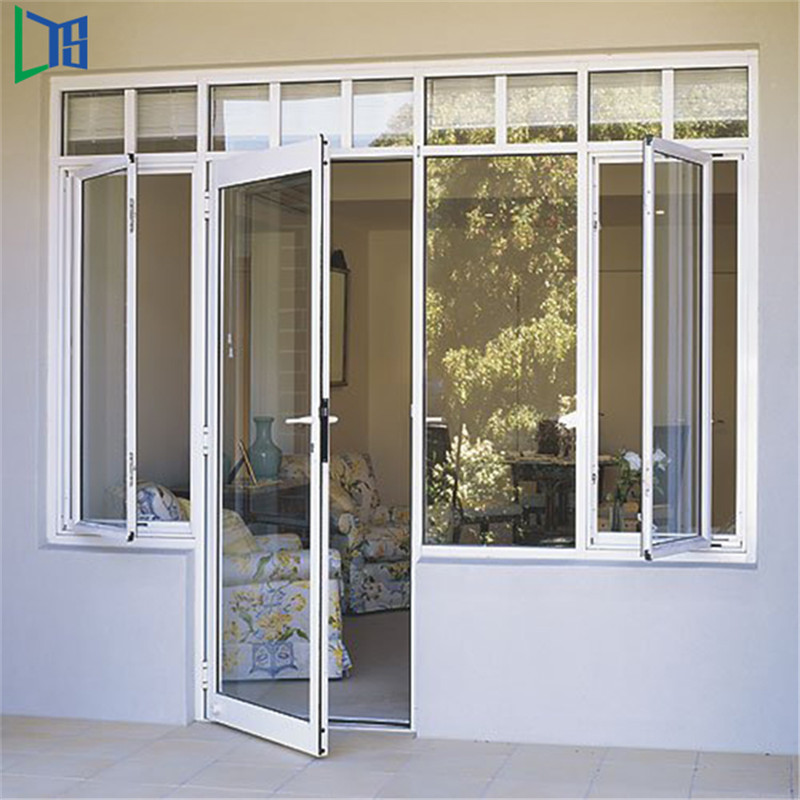 Двойно остъклена алуминиева люлееща се стъклена врата за търговски сгради с прахово покритие