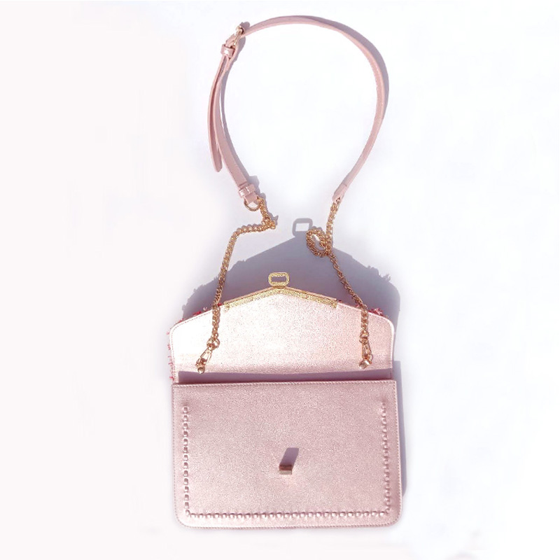 HD0823 - розово сламено тъкане и PU кожа, дамска модна чанта Crossbody