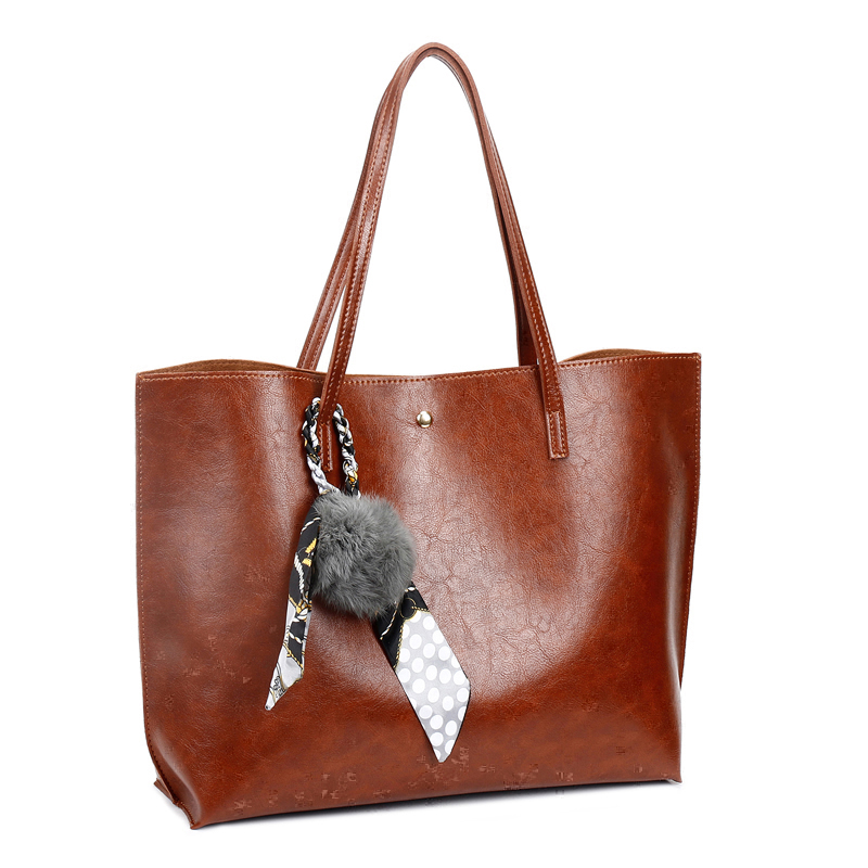HD0823 - Персонализирани PU кожени дамски модни ToTe чанти кафяв цвят