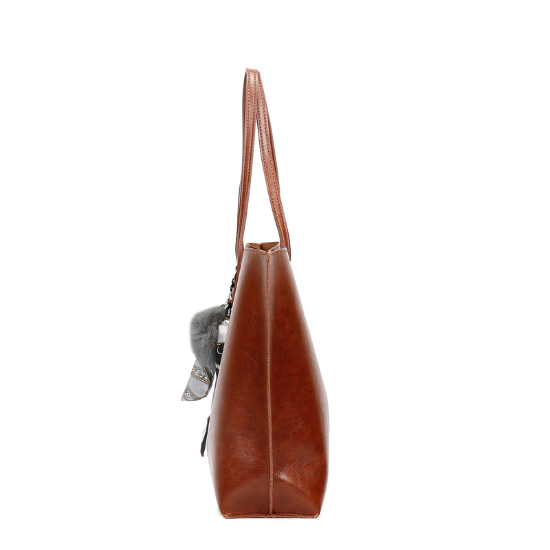 HD0823 - Персонализирани PU кожени дамски модни ToTe чанти кафяв цвят