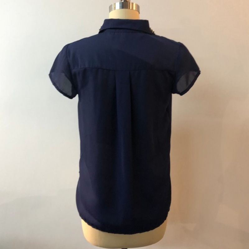 NAVY SHORT SLEEVE BLOUSE JLWB0011