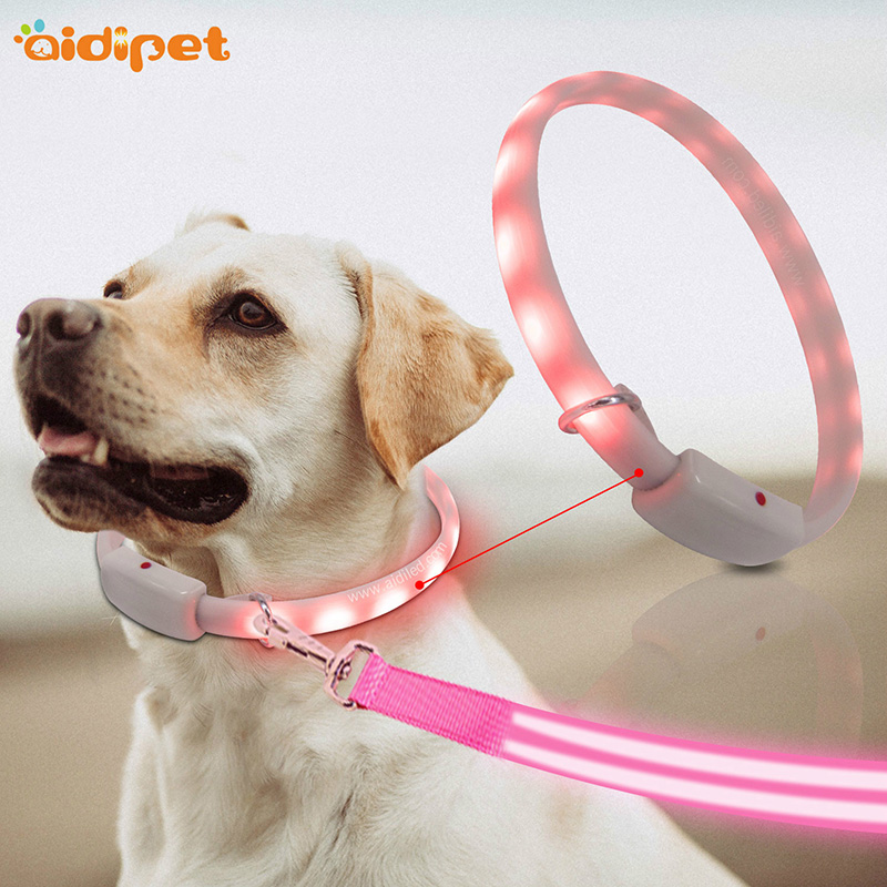 Силикон за домашни любимци Персонализиран цветен нашийник за кучета LED Електронна яка за куче