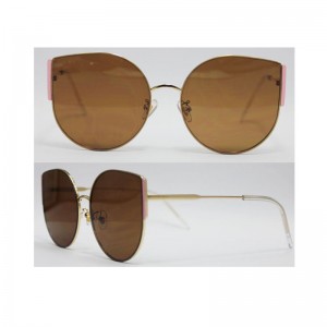 Търговия на едро персонализирани лого Метални слънчеви очила Жени голяма котешка око рамка