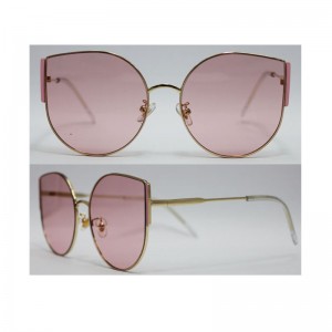 Търговия на едро персонализирани лого Метални слънчеви очила Жени голяма котешка око рамка