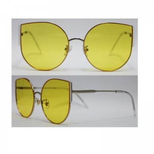 Търговия на едро персонализирани лого Метални слънчеви очила Жени голяма котешка око рамка