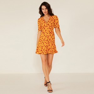 Професионална фабрика Oem Дамско лято Ежедневно Swing Цветна рокля печат