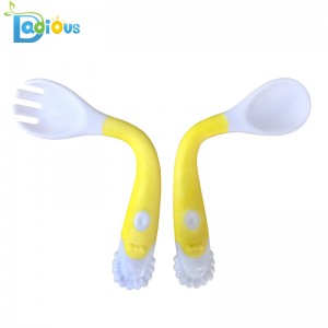 Амазонка Горещи Продажби Хранене За Бебета Тренировъчни Вилици и Лъжици Извити Дръжки Малки Лопати и Вилици