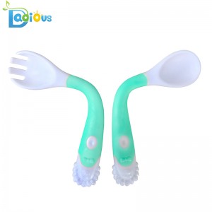 Амазонка Горещи Продажби Хранене За Бебета Тренировъчни Вилици и Лъжици Извити Дръжки Малки Лопати и Вилици