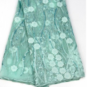3d цветя дантела с пайети високо качество африкански френски дантела плат за сватба страна бродерия мрежа дантела плат