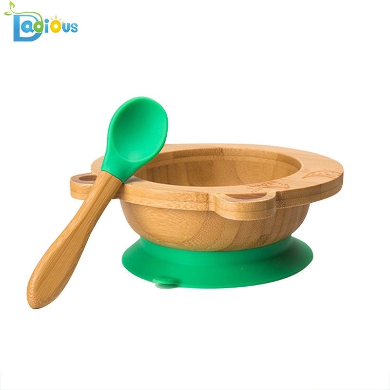 Нов дизайн естествен бамбук детски прибори бамбук бебето чиния нетоксичен бамбук всмукване бебето чиния \ t