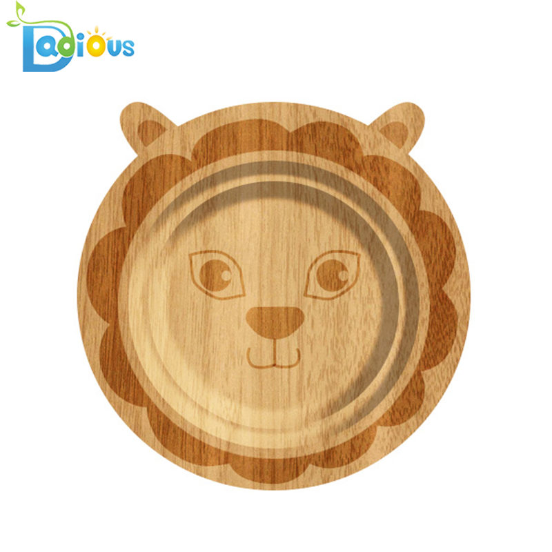 Персонализиран лого Остават поставени засмукващи плочи за малки деца Bamboo Baby Plate всмукване BPA безплатно бамбук Baby Plate