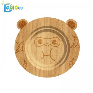 100% органичен бамбук детски прибори разлив доказателство бамбук всмукване плоча сейф нетоксичен бамбук плоча с силиконов всмукв...