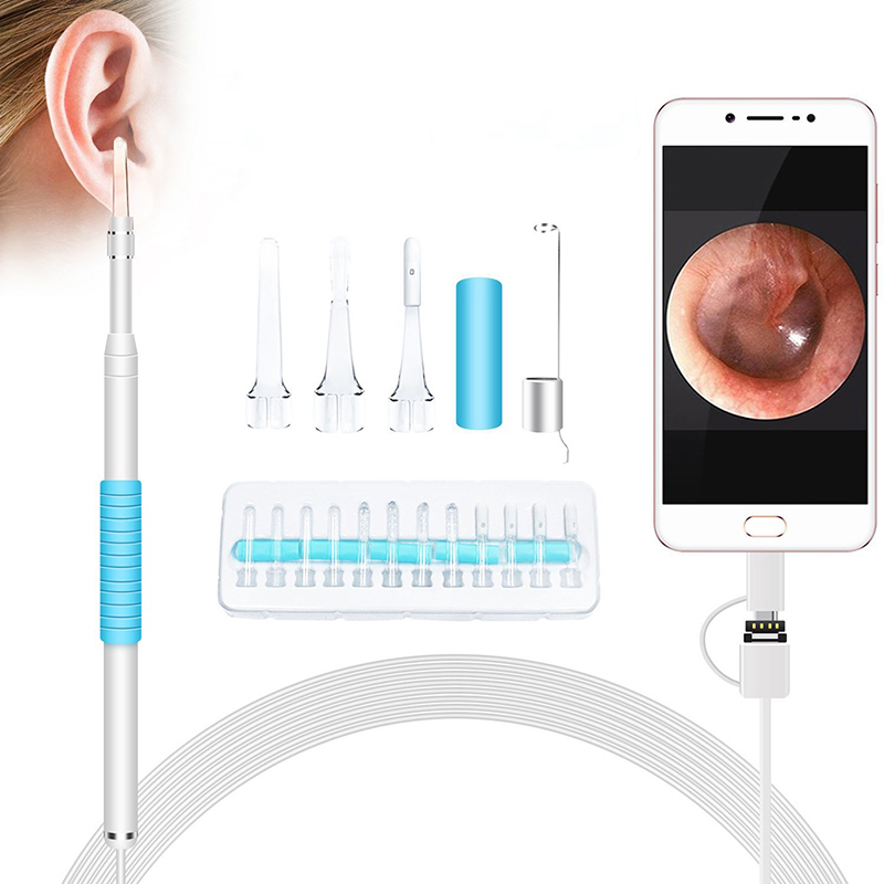 Otoscope 3 в 1 Borescope инспекция ухото за отстраняване на восък инструмент 720P водоустойчива камера с 6 регулируеми LED съвместими с Android и iOS