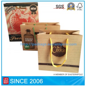 Кафява торба с рециклиран материал от кафяв цвят с дръжка за изрязване