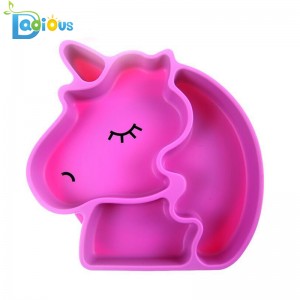 FDA силиконова дръжка тарелка за смукане разделена плоча на малчуганите BPA безплатно силиконова плоча за бебето