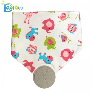 Най-нов дизайн BPA Free Bib Chew Bandana Cotton Teether Bandana Bib Baby Bibs за пускане и пробиване на зъби