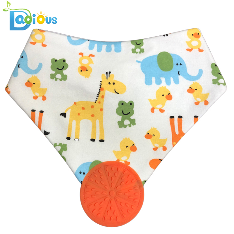 Меки абсорбиращи органични памучни зъби Bandana Muslin Teether Bib Unisex Bandana Drool Bibs with Teether