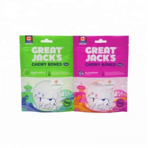 OEM опаковъчна кутия с цветна кутия, пластмасова цип, опаковка за закуски за кучета