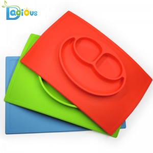 Фабрика за търговия на едро с едно парче силиконов плацдарм за малко дете BPA Безплатно хранене за бебета Силиконова табелка за по...