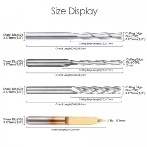 Комплект за комбиниран комплект за фреза с CNC фреза за рязане на режещ инструмент (4 вида, всеки 10бр.), Включващ плосък нос / топчен н...
