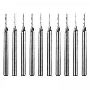 Карбидни фрезови фрези, спирала с двойна флейта с карбид с плосък нос, фреза с CNC бит 1 мм диаметър за рязане.